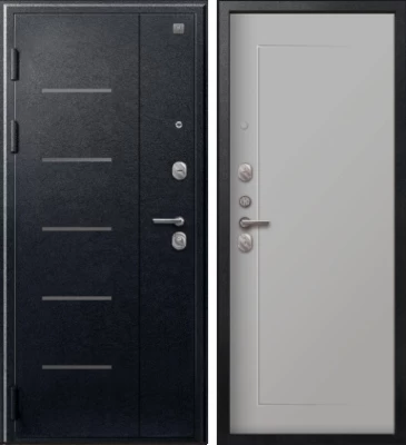 Дверь V-03 Черный муар - Кашемир сильвер