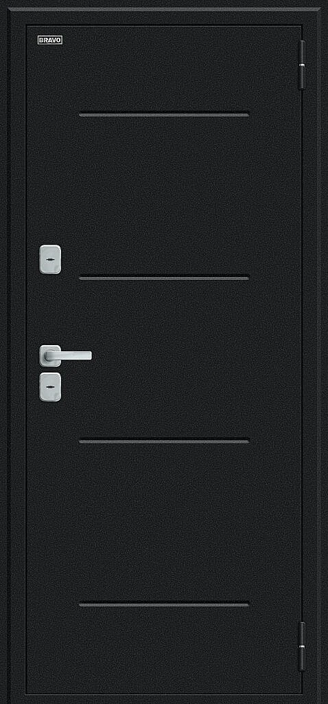 Входная дверь Thermo Лайн/BChrome Букле черное/Wenge Melinga BR6212 внешняя сторона