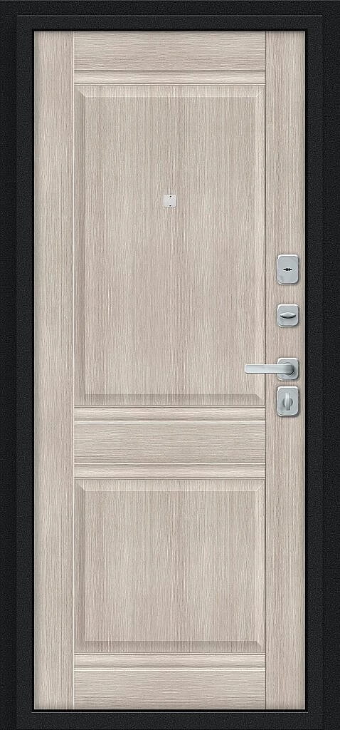 Входная дверь Некст МФ/BChrome Букле черное/Cappuccino Melinga BR6207 внутренняя сторона