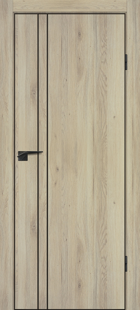 Фото Межкомнатная дверь P-20  черный молдинг PET,  кромка ABS черная c 4-х ст. Дуб молочный